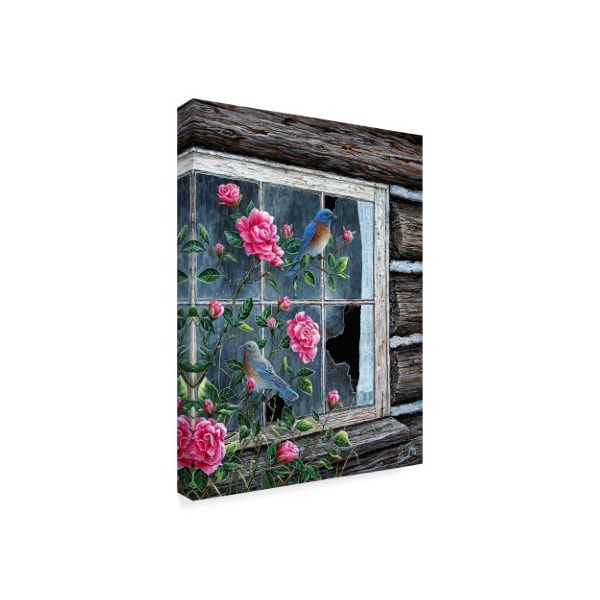 Jeff Tift 'Roses Bluebirds' Canvas Art,18x24